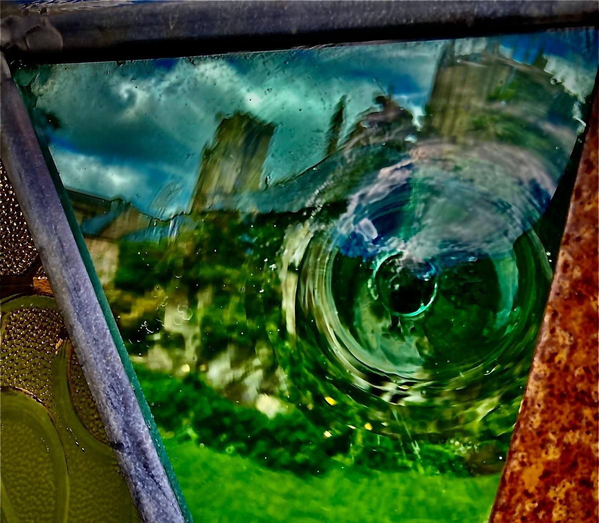 An image of the moon through glass taken as part of a photographic exhibition in Wells