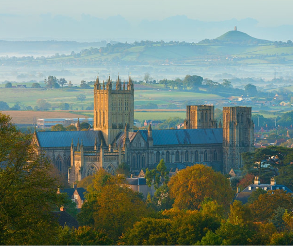 Wells Cathedral (2) Aerial view of the city of Wells