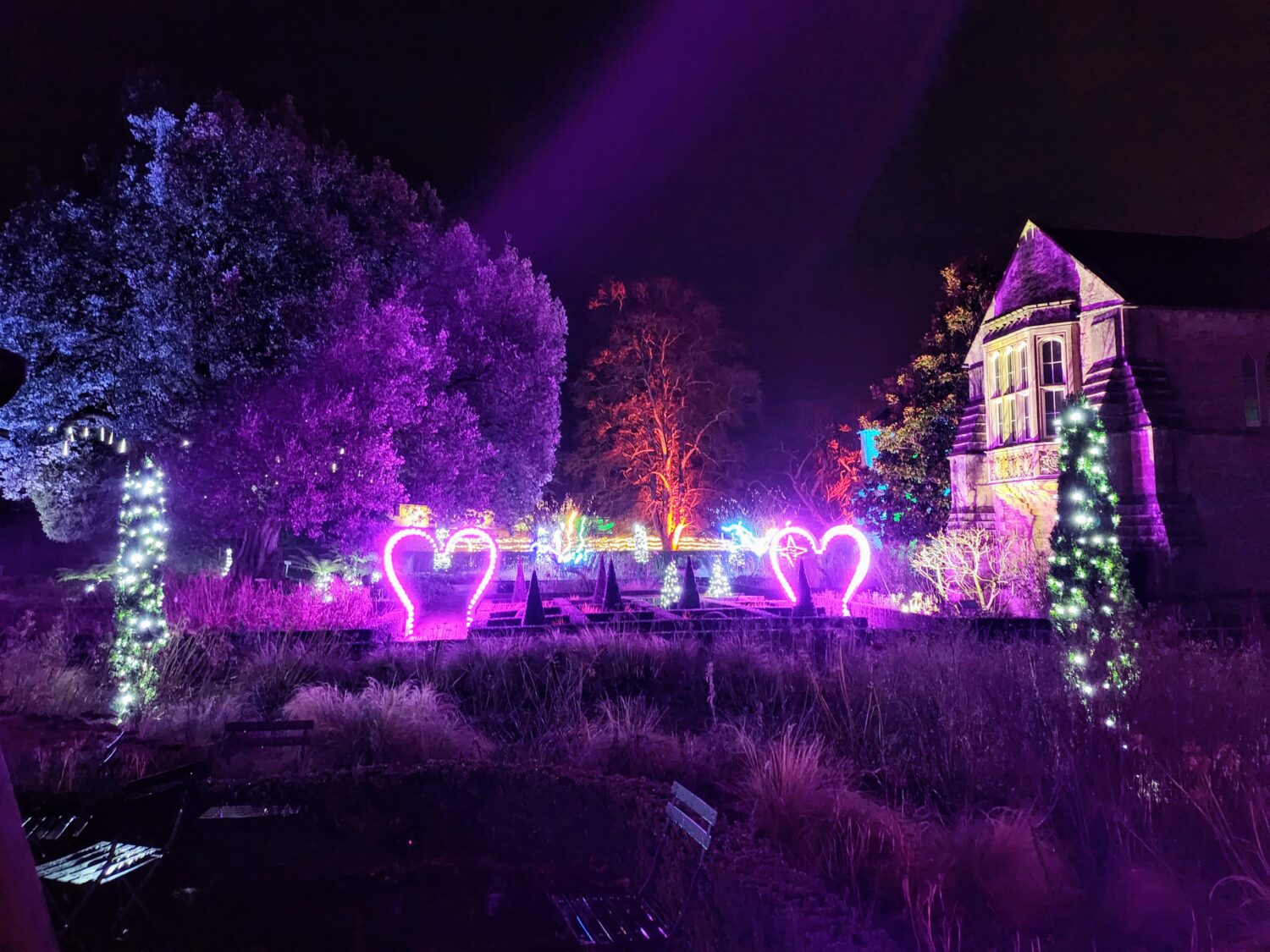 An image of the Christmas Illuminations at The Bishop's Palace in Wells, Somerset