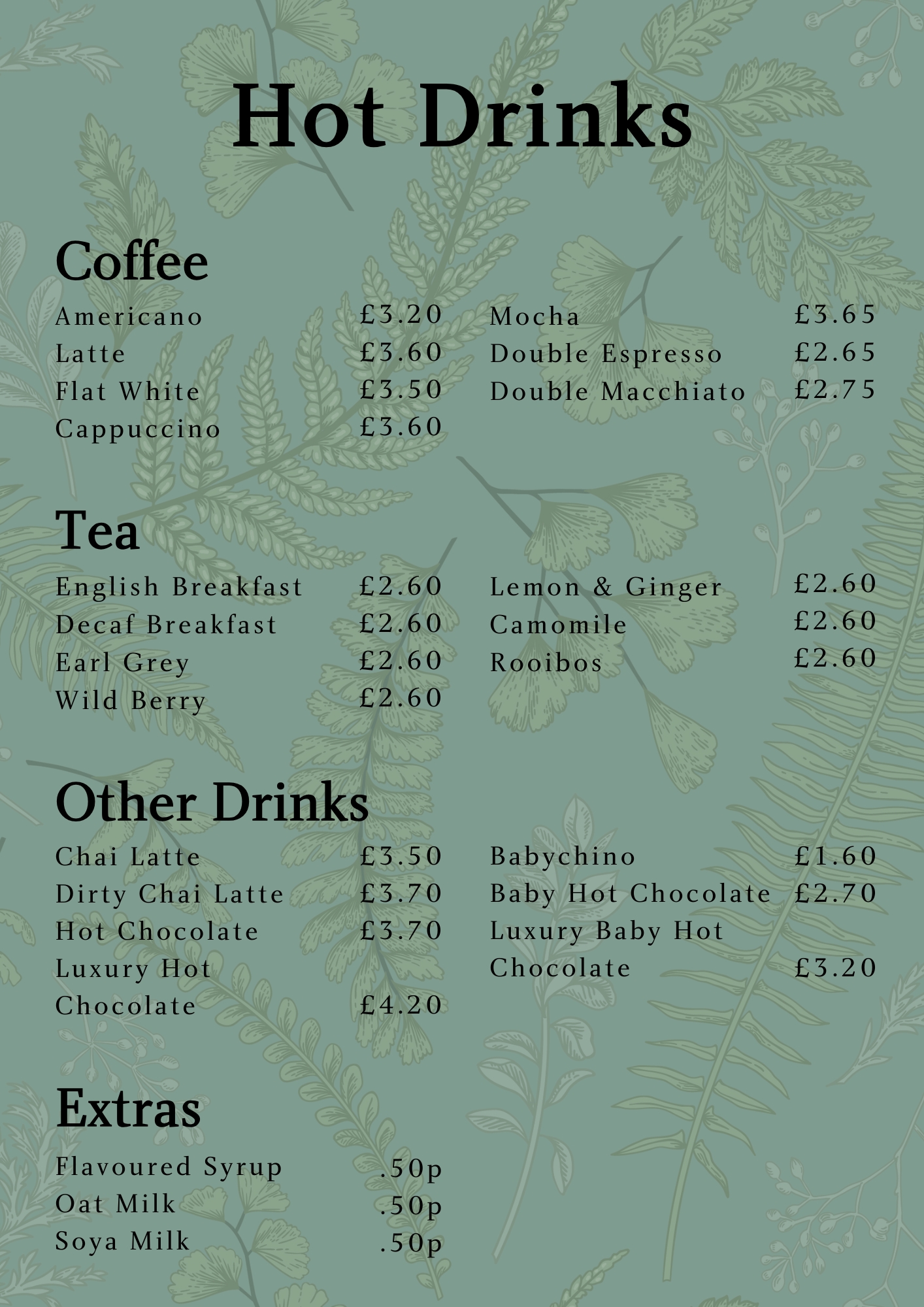 The Bishop's Palace - Drinks Pricing