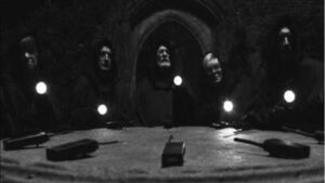 An image from Hot Fuzz filming at The Bishop's Palace in Wells, Somerset.