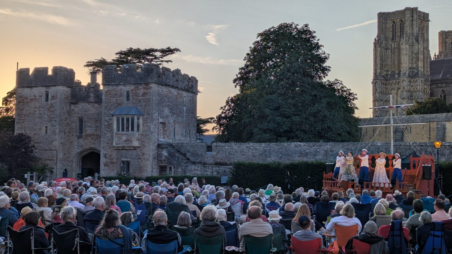 An image of open-air theatre in The Bishop's Palace, Wells in Somerset.