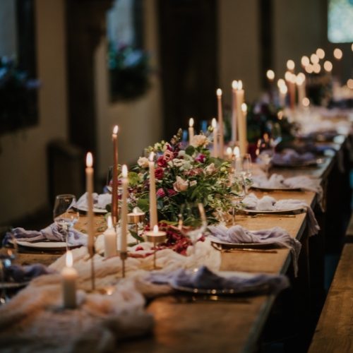 An image of a Winter Wedding at The Bishop's Palace in Wells, Somerset.