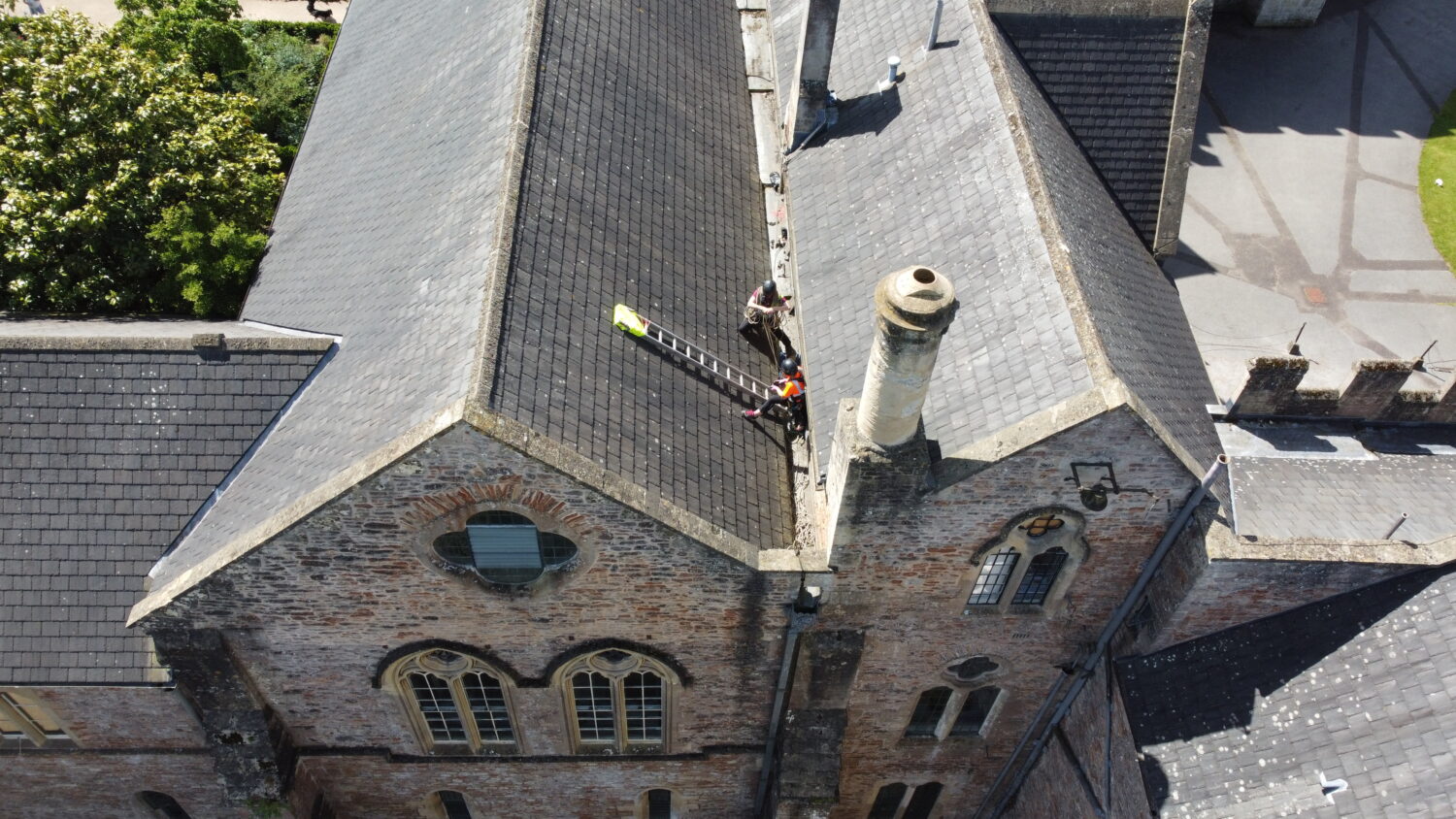 A drone shot of the Palace-Roof-Tile-Repair-May-2026