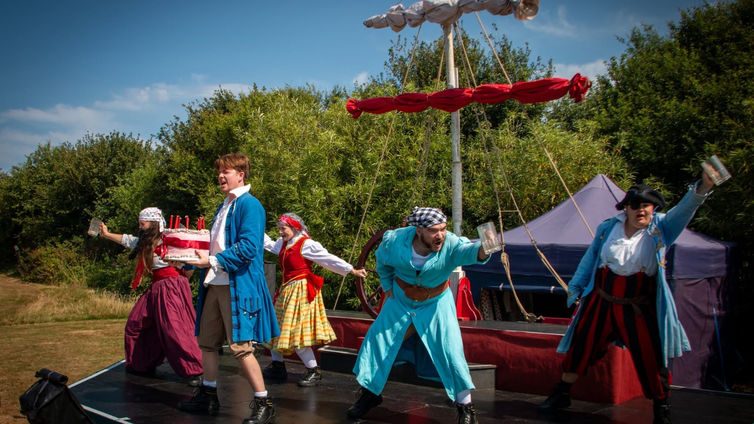Outdoor Theatre The Pirates of Penzance Illyria Outdoor Theatre at The Bishop's Palace. Illyria performing Pirates of Penzance