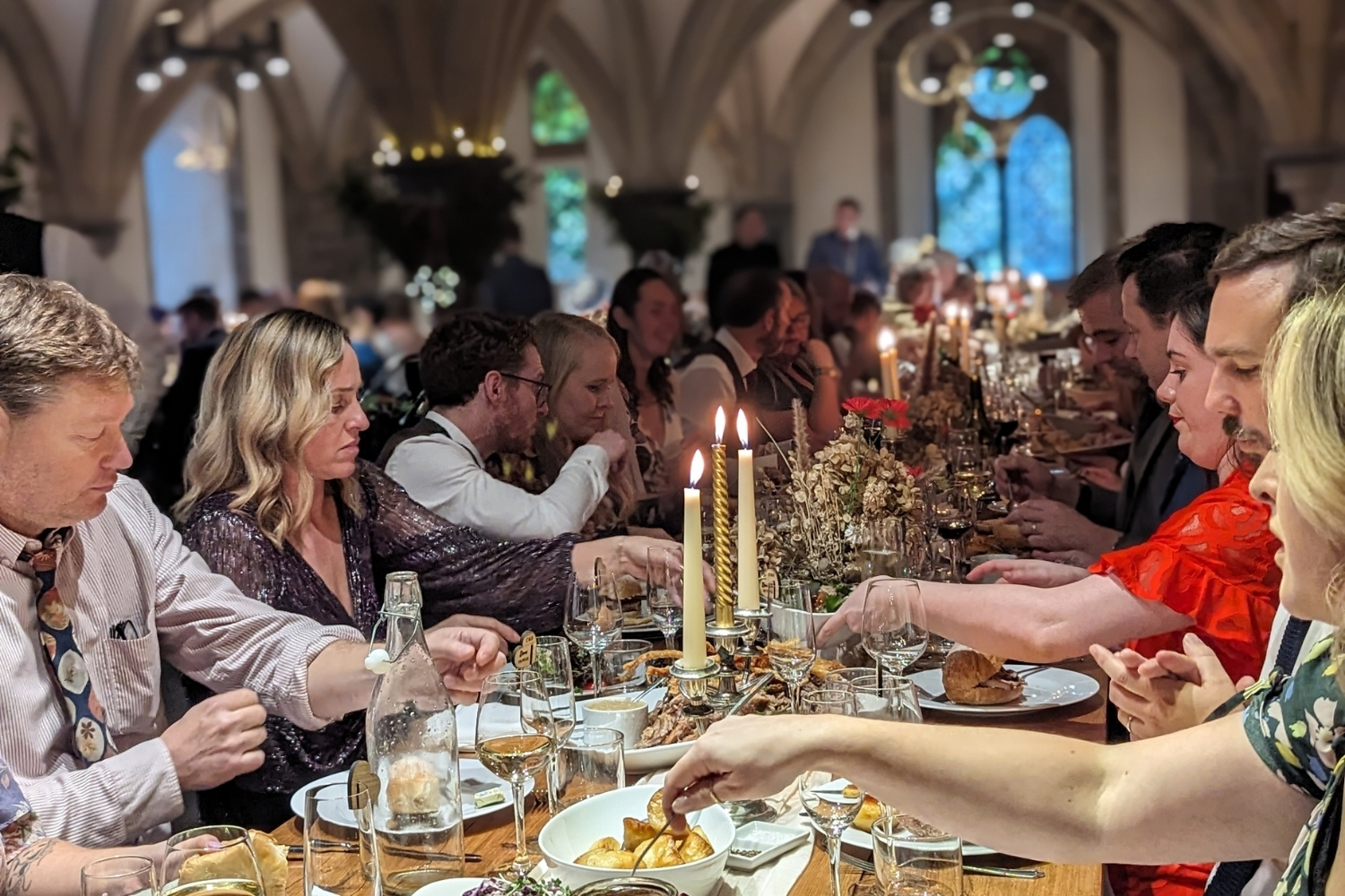An image of a wedding reception at The Bishop's Palace.