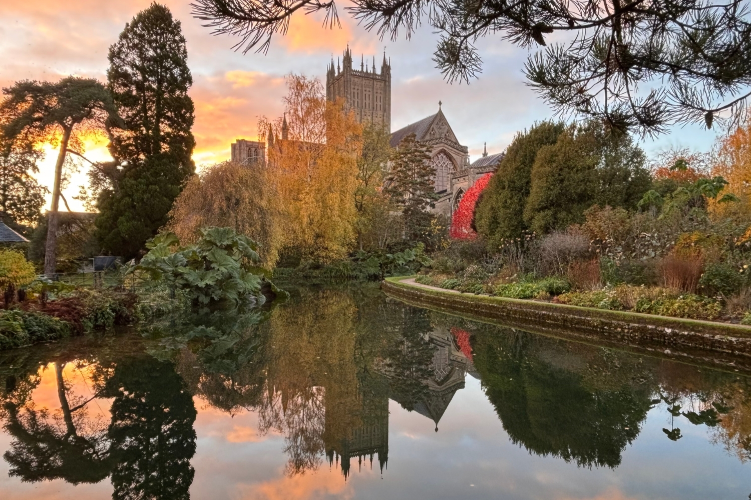 An image of an autumn wedding at The Bishop's Palace.