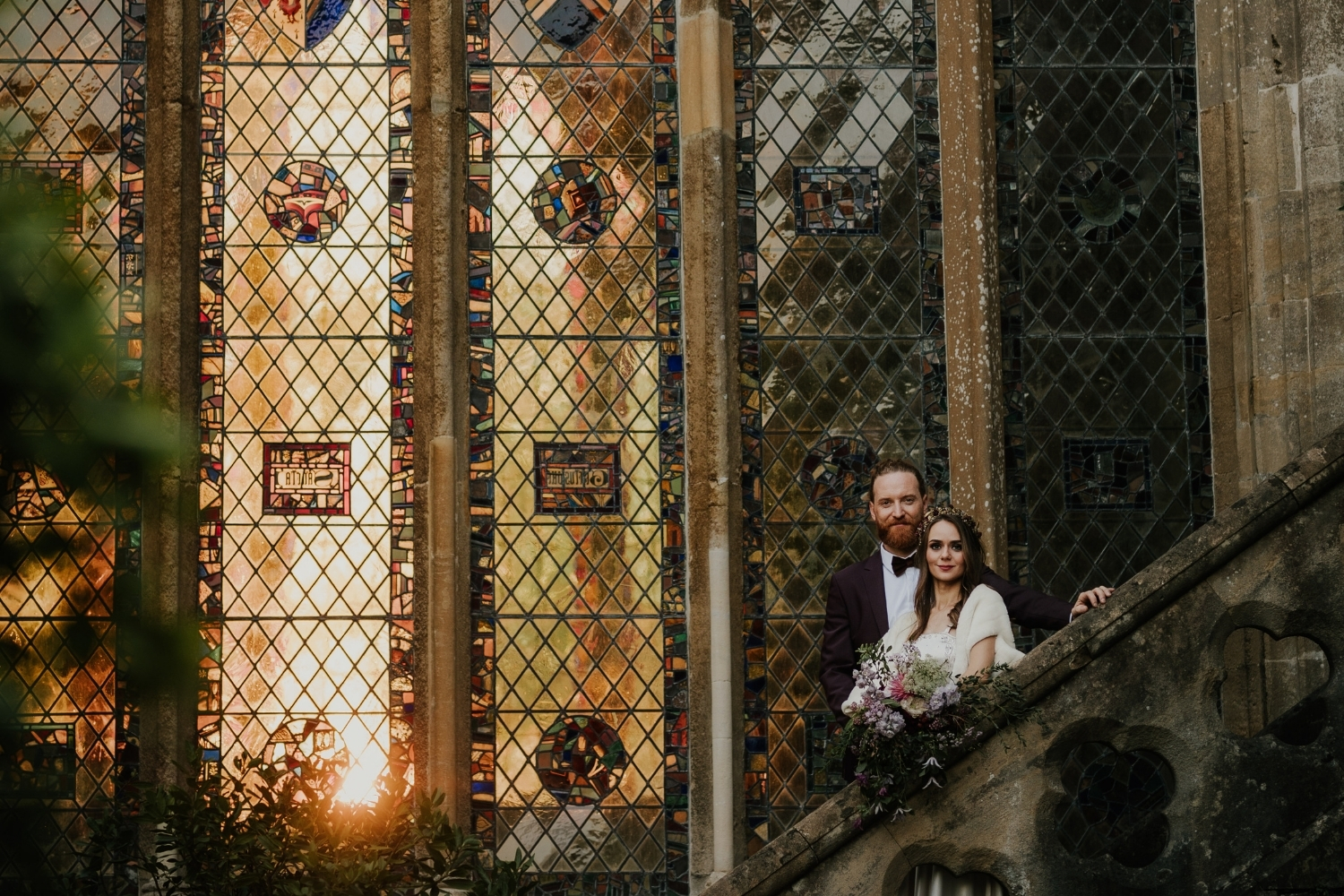 An image of an autumnal wedding reception at The Bishop's Palace.