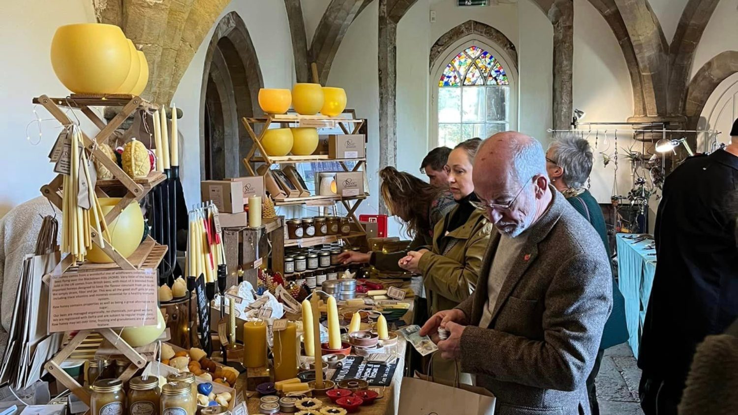An image of the Christmas Artisan Market taking place at The Bishop's Palace, Wells in Somerset