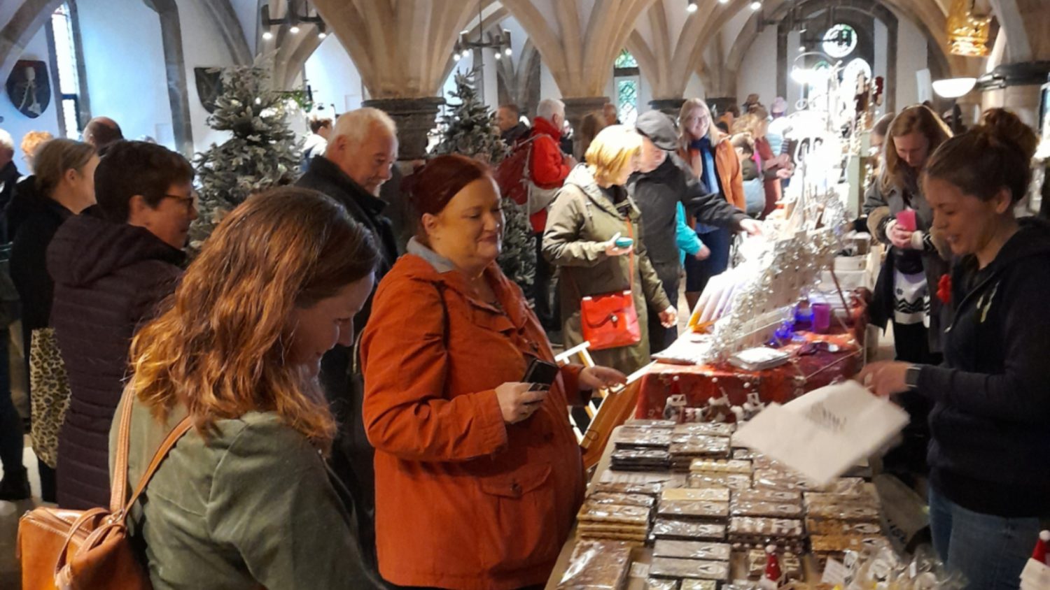 An image of the Christmas Artisan Market taking place at The Bishop's Palace, Wells in Somerset