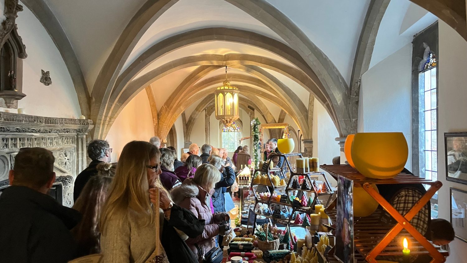 An image of the Christmas Artisan Market taking place at The Bishop's Palace, Wells in Somerset